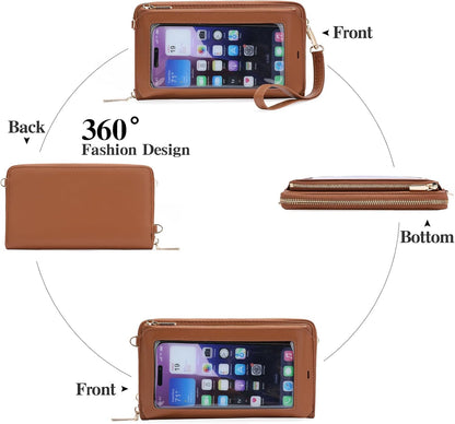 Phone Purse Crossbody Bags for Women Small Travel Wallet Touch Screen RFID Blocking