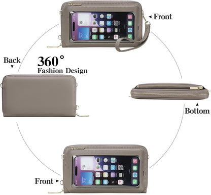Phone Purse Crossbody Bags for Women Small Travel Wallet Touch Screen RFID Blocking