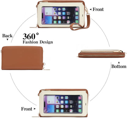 Phone Purse Crossbody Bags for Women Small Travel Wallet Touch Screen RFID Blocking