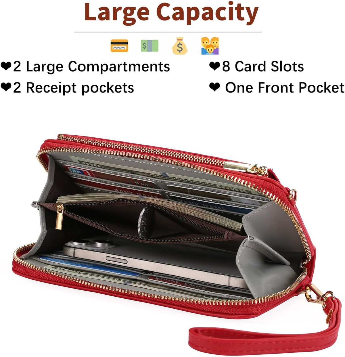 Phone Purse Crossbody Bags for Women Small Travel Wallet Touch Screen RFID Blocking