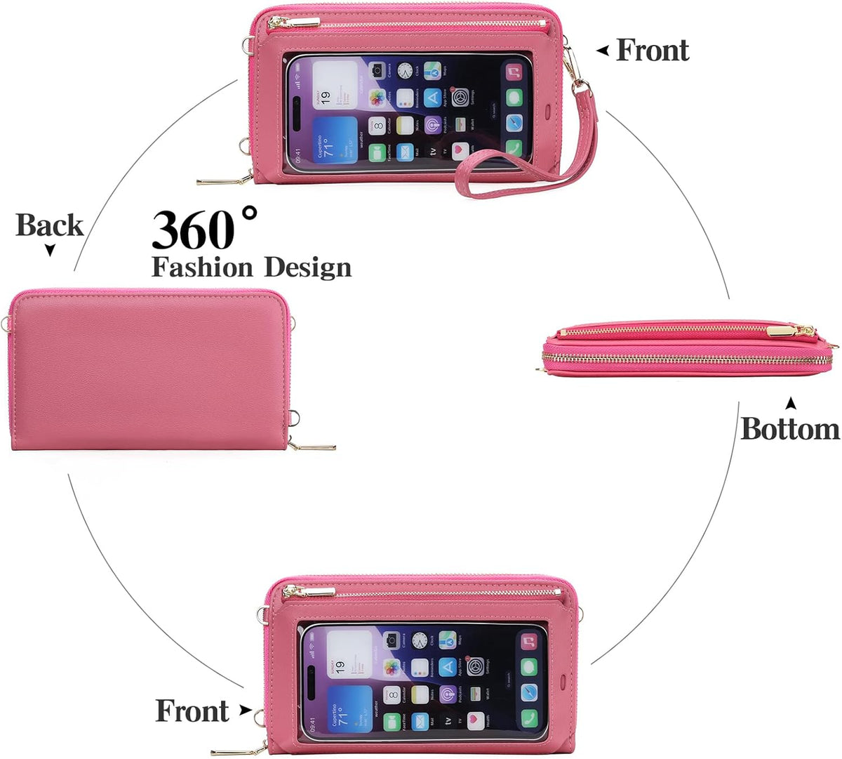 Phone Purse Crossbody Bags for Women Small Travel Wallet Touch Screen RFID Blocking