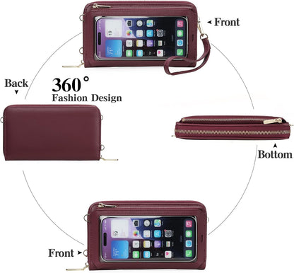 Phone Purse Crossbody Bags for Women Small Travel Wallet Touch Screen RFID Blocking