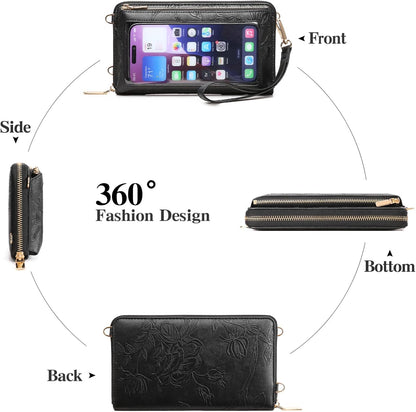 Phone Purse Crossbody Bags for Women Small Travel Wallet Touch Screen RFID Blocking