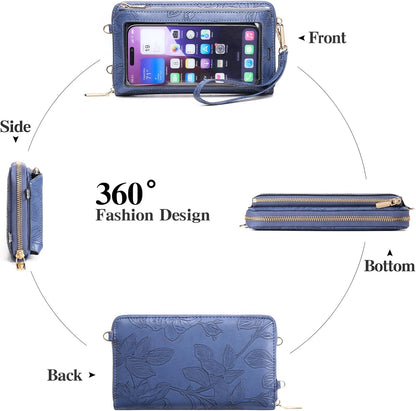 Phone Purse Crossbody Bags for Women Small Travel Wallet Touch Screen RFID Blocking
