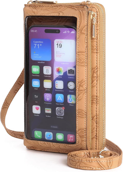 Phone Purse Crossbody Bags for Women Small Travel Wallet Touch Screen RFID Blocking
