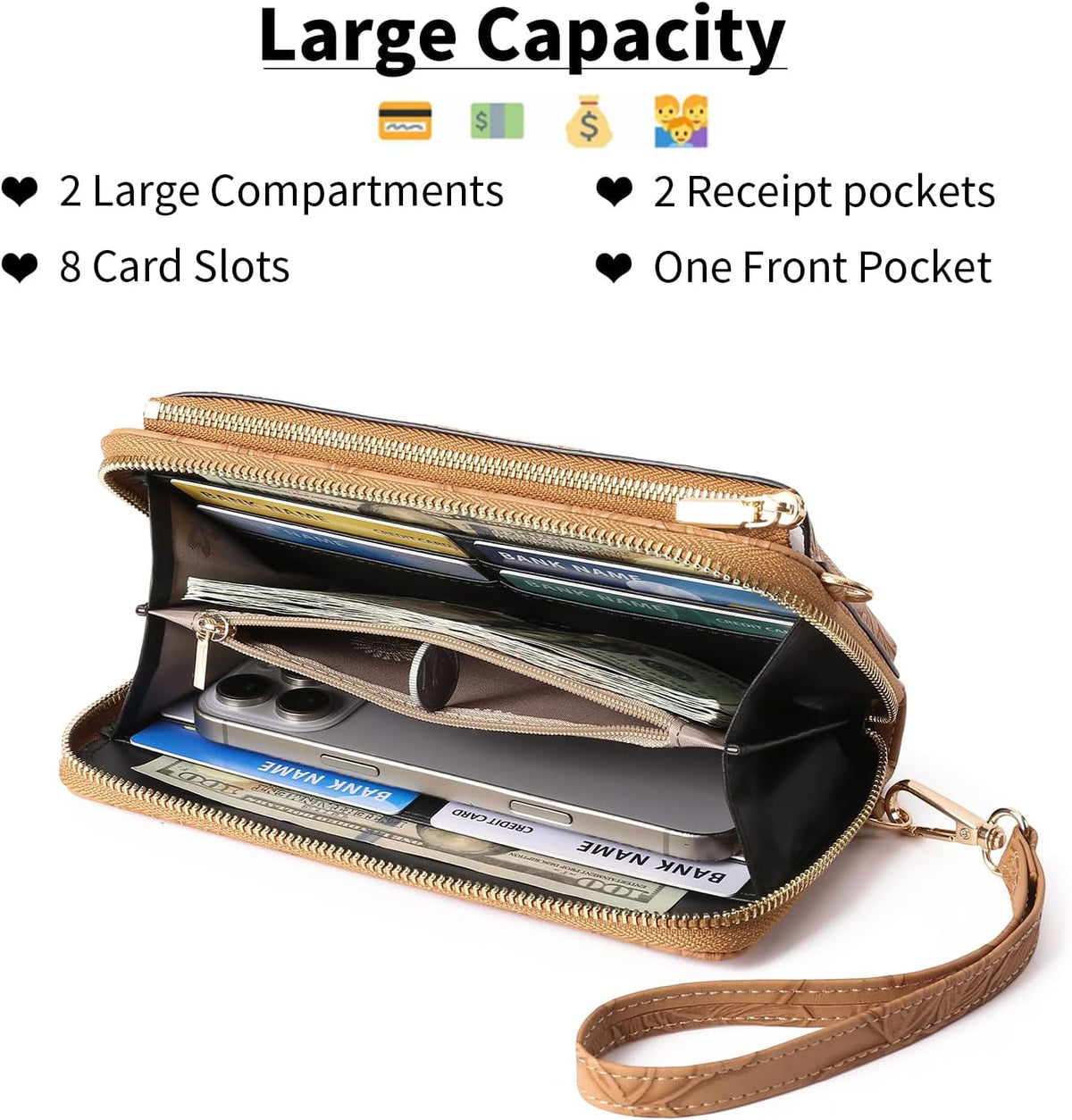 Phone Purse Crossbody Bags for Women Small Travel Wallet Touch Screen RFID Blocking