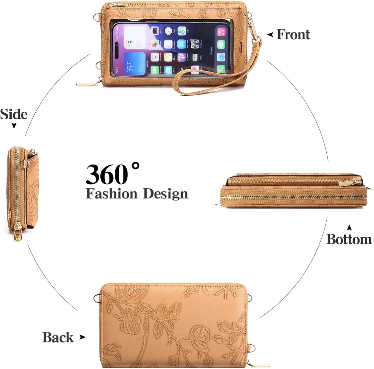 Phone Purse Crossbody Bags for Women Small Travel Wallet Touch Screen RFID Blocking