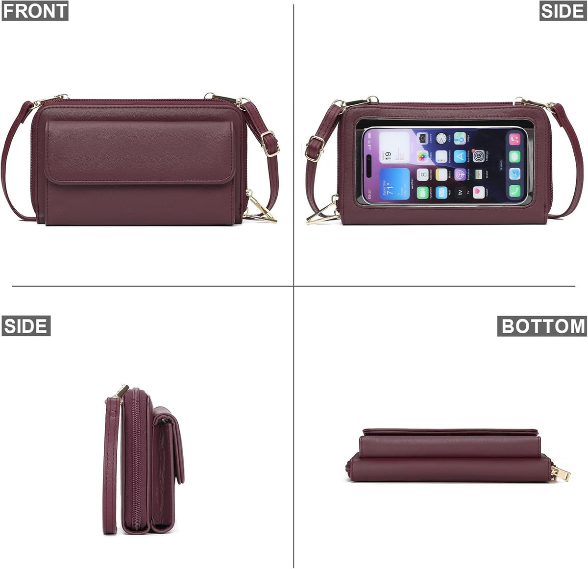 Phone Purse Crossbody Bags for Women Small Travel Wallet Touch Screen RFID Blocking