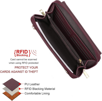 Phone Purse Crossbody Bags for Women Small Travel Wallet Touch Screen RFID Blocking