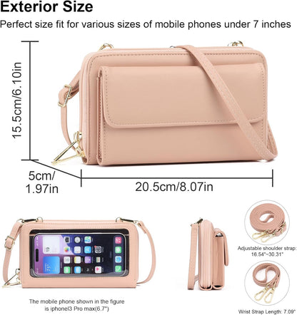 Phone Purse Crossbody Bags for Women Small Travel Wallet Touch Screen RFID Blocking