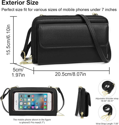 Phone Purse Crossbody Bags for Women Small Travel Wallet Touch Screen RFID Blocking