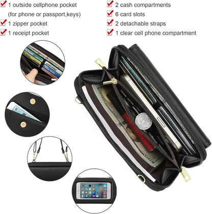 Phone Purse Crossbody Bags for Women Small Travel Wallet Touch Screen RFID Blocking