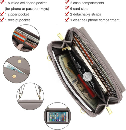 Phone Purse Crossbody Bags for Women Small Travel Wallet Touch Screen RFID Blocking