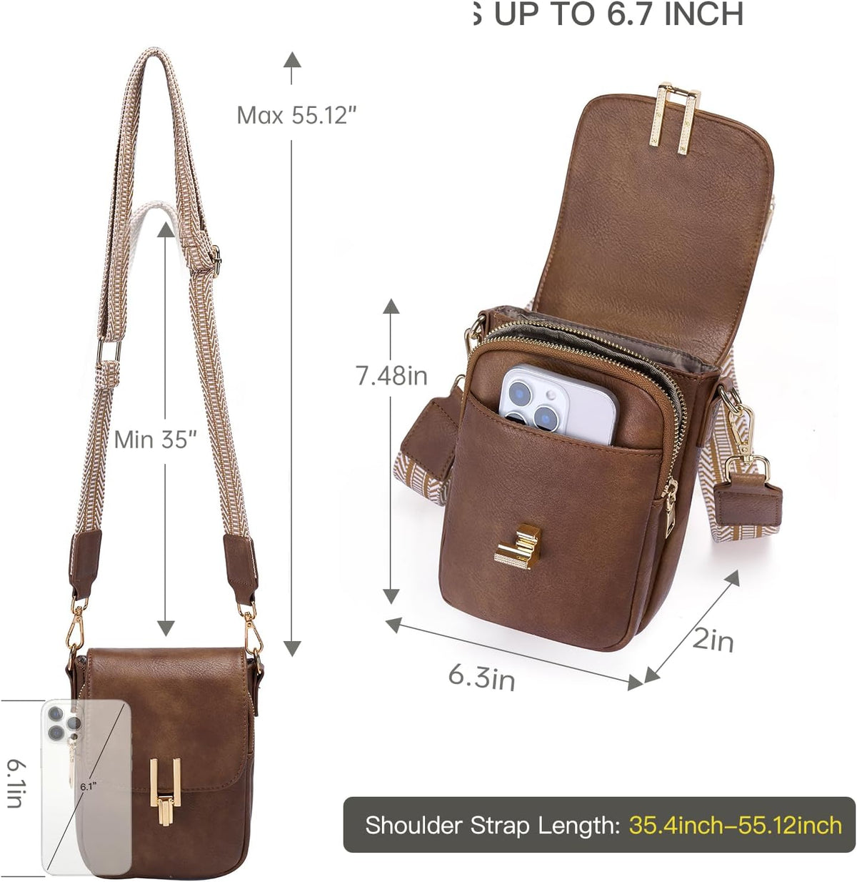 Phone Purse Crossbody Bags for Women Small Travel Wallet Touch Screen RFID Blocking