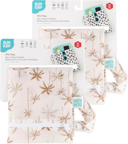 Waterproof Wet Bag - For Baby, Travel, Swim Suit, Cloth Diapers, Pump Parts, Pool, Gym, Toiletry, Strap to Stroller - Reusable & Easy to Clean - 2pk - Floral Gray