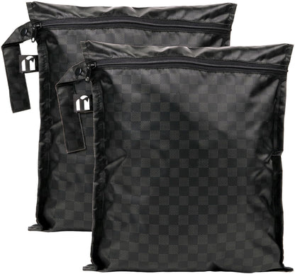 Waterproof Wet Bag - For Baby, Travel, Swim Suit, Cloth Diapers, Pump Parts, Pool, Gym, Toiletry, Strap to Stroller - Reusable & Easy to Clean - 2pk - Floral Gray