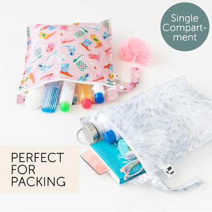 Waterproof Wet Bag - For Baby, Travel, Swim Suit, Cloth Diapers, Pump Parts, Pool, Gym, Toiletry, Strap to Stroller - Reusable & Easy to Clean - 2pk - Floral Gray