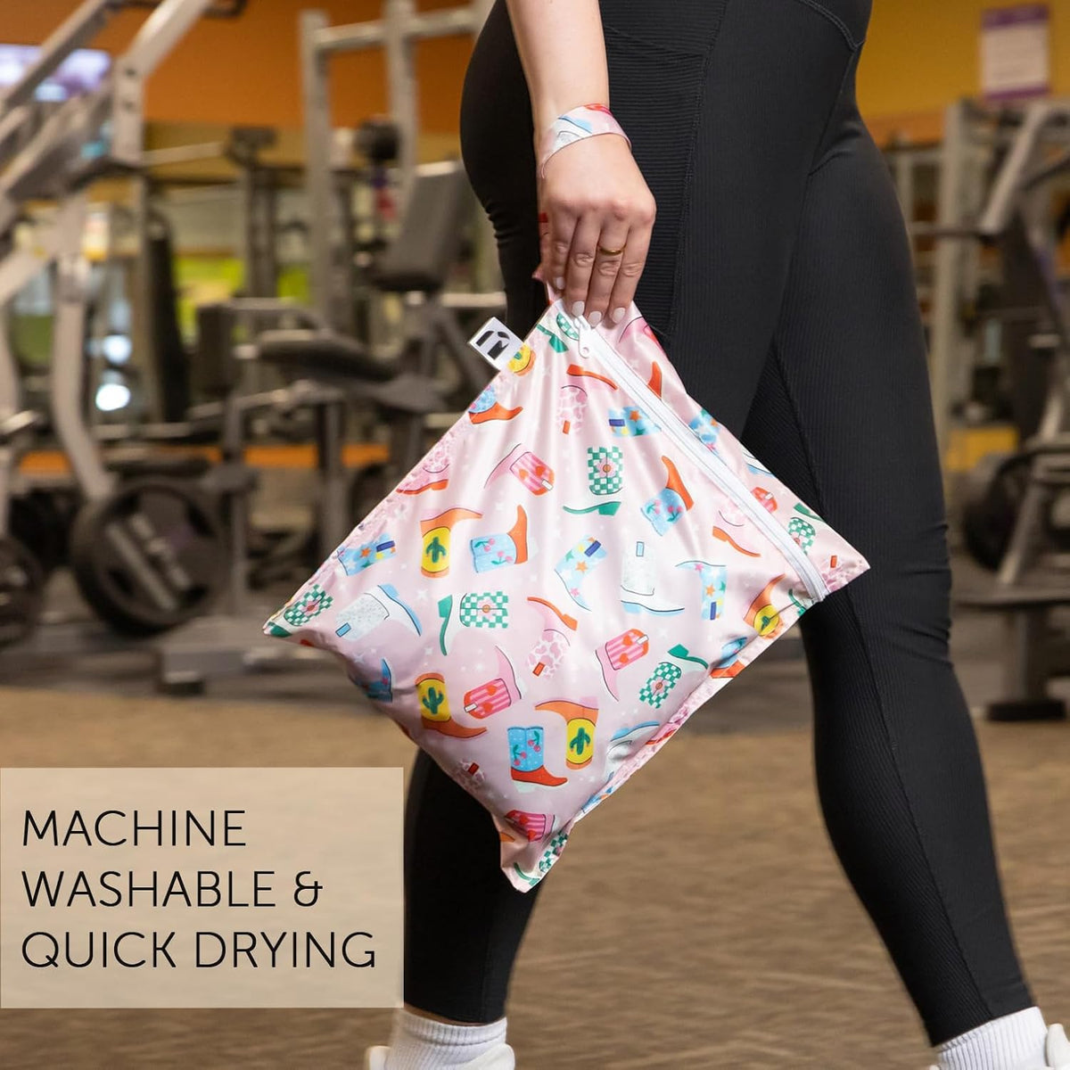 Waterproof Wet Bag - For Baby, Travel, Swim Suit, Cloth Diapers, Pump Parts, Pool, Gym, Toiletry, Strap to Stroller - Reusable & Easy to Clean - 2pk - Floral Gray