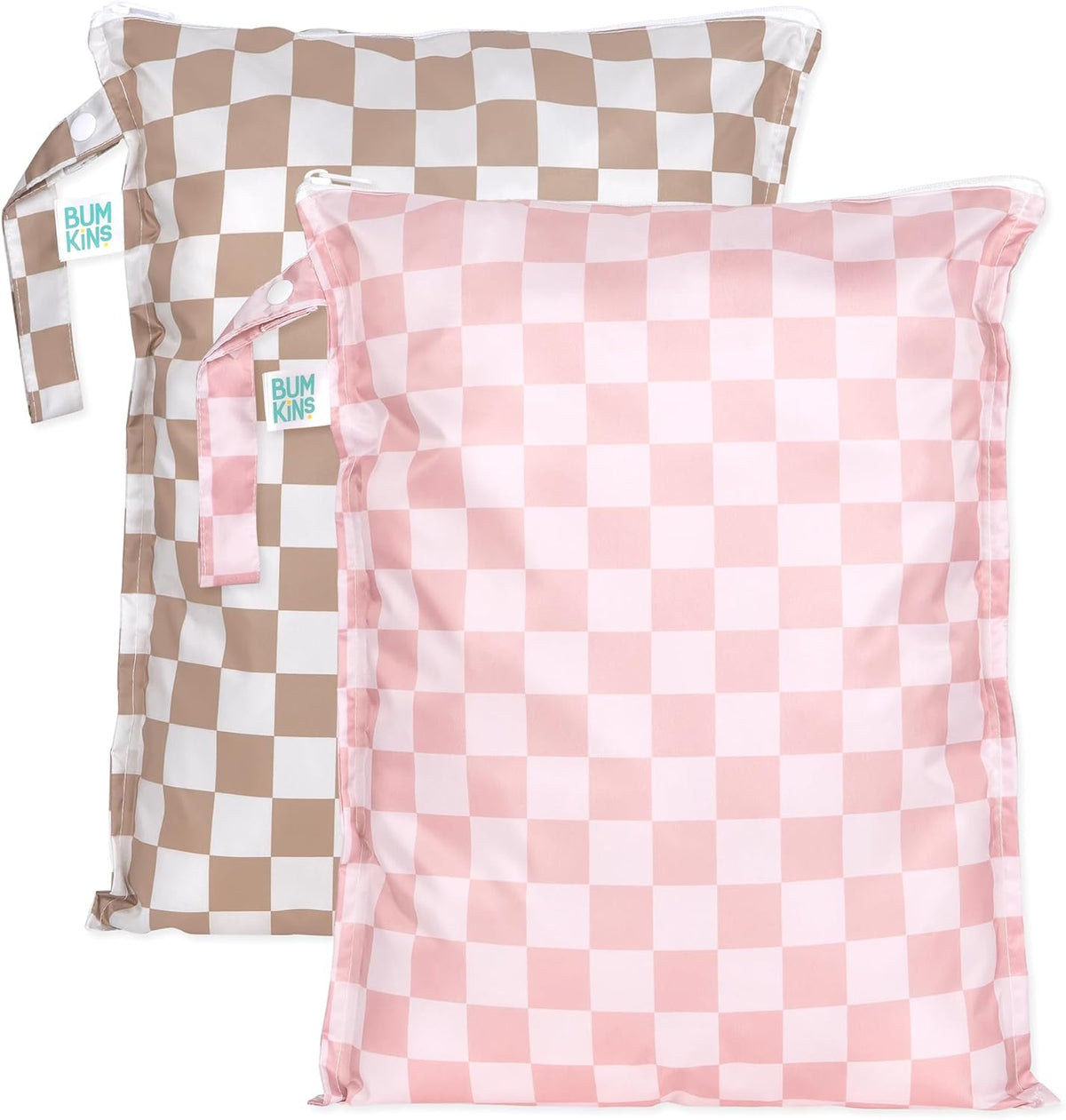 Waterproof Wet Bag - For Baby, Travel, Swim Suit, Cloth Diapers, Pump Parts, Pool, Gym, Toiletry, Strap to Stroller - Reusable & Easy to Clean - 2pk - Floral Gray