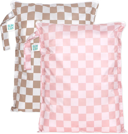 Waterproof Wet Bag - For Baby, Travel, Swim Suit, Cloth Diapers, Pump Parts, Pool, Gym, Toiletry, Strap to Stroller - Reusable & Easy to Clean - 2pk - Floral Gray