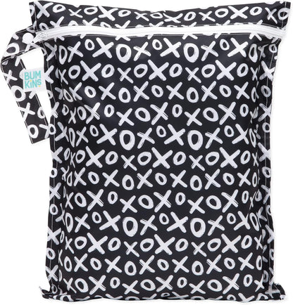 Waterproof Wet Bag - For Baby, Travel, Swim Suit, Cloth Diapers, Pump Parts, Pool, Gym, Toiletry, Strap to Stroller - Reusable & Easy to Clean - 2pk - Floral Gray
