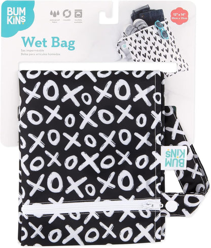 Waterproof Wet Bag - For Baby, Travel, Swim Suit, Cloth Diapers, Pump Parts, Pool, Gym, Toiletry, Strap to Stroller - Reusable & Easy to Clean - 2pk - Floral Gray