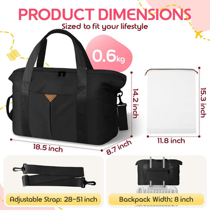 Duffle Bag for Travel, Carry-on Travel Bag with Trolley Sleeve, Sport Gym Bag for Women, Overnight Bag for Men, Hospital Bag for Labor and Delivery (Pink)