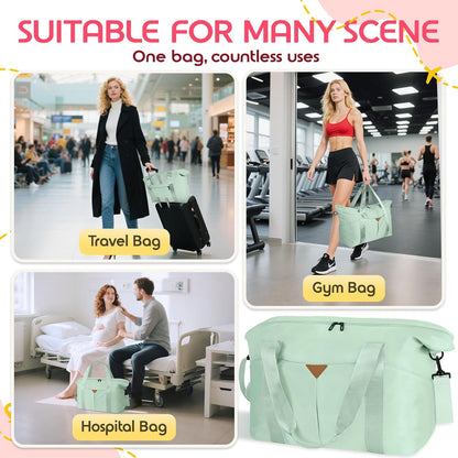 Duffle Bag for Travel, Carry-on Travel Bag with Trolley Sleeve, Sport Gym Bag for Women, Overnight Bag for Men, Hospital Bag for Labor and Delivery (Pink)
