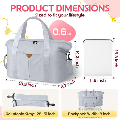 Duffle Bag for Travel, Carry-on Travel Bag with Trolley Sleeve, Sport Gym Bag for Women, Overnight Bag for Men, Hospital Bag for Labor and Delivery (Pink)