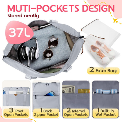 Duffle Bag for Travel, Carry-on Travel Bag with Trolley Sleeve, Sport Gym Bag for Women, Overnight Bag for Men, Hospital Bag for Labor and Delivery (Pink)