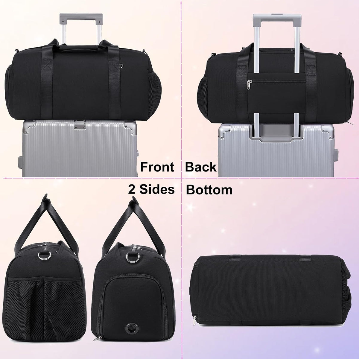 Duffle Bag for Girls Dance Ballet Travel Overnight Sports Gym Bag with Separate Dry Wet Pocket and Shoes Compartment
