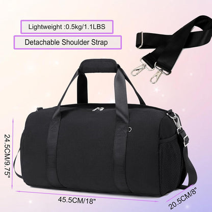 Duffle Bag for Girls Dance Ballet Travel Overnight Sports Gym Bag with Separate Dry Wet Pocket and Shoes Compartment