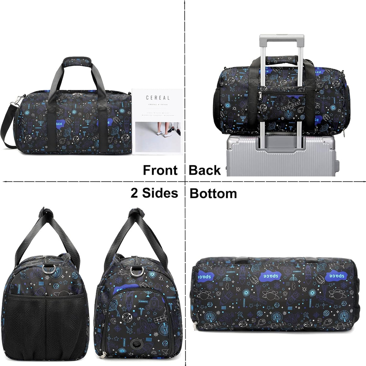 Duffle Bag for Girls Dance Ballet Travel Overnight Sports Gym Bag with Separate Dry Wet Pocket and Shoes Compartment