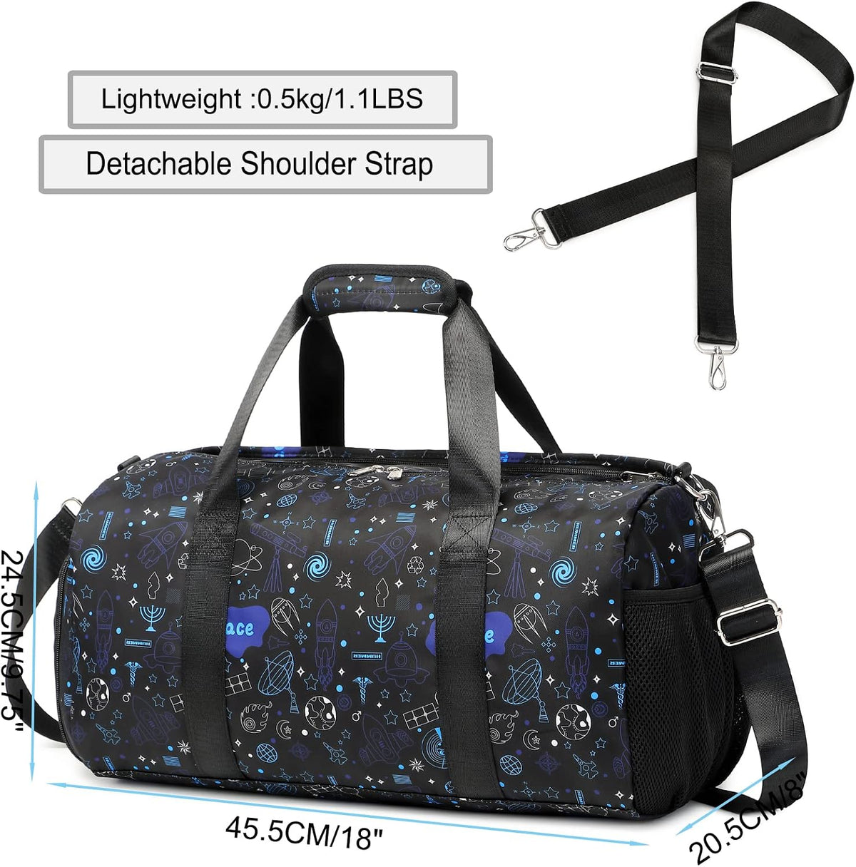 Duffle Bag for Girls Dance Ballet Travel Overnight Sports Gym Bag with Separate Dry Wet Pocket and Shoes Compartment