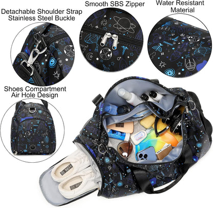 Duffle Bag for Girls Dance Ballet Travel Overnight Sports Gym Bag with Separate Dry Wet Pocket and Shoes Compartment