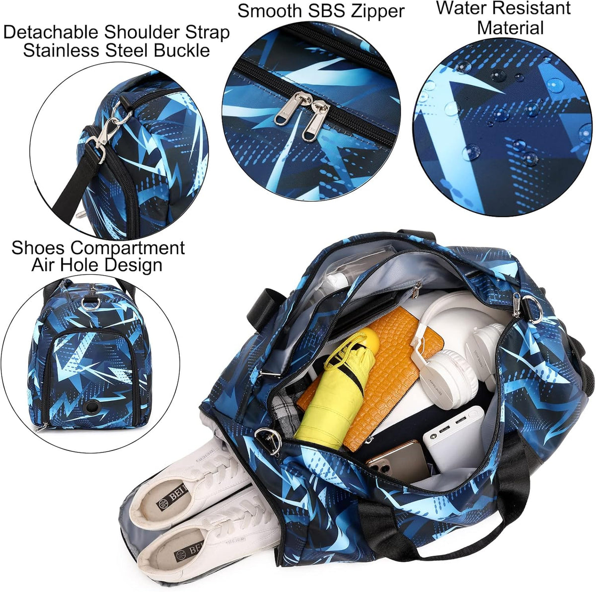 Duffle Bag for Girls Dance Ballet Travel Overnight Sports Gym Bag with Separate Dry Wet Pocket and Shoes Compartment