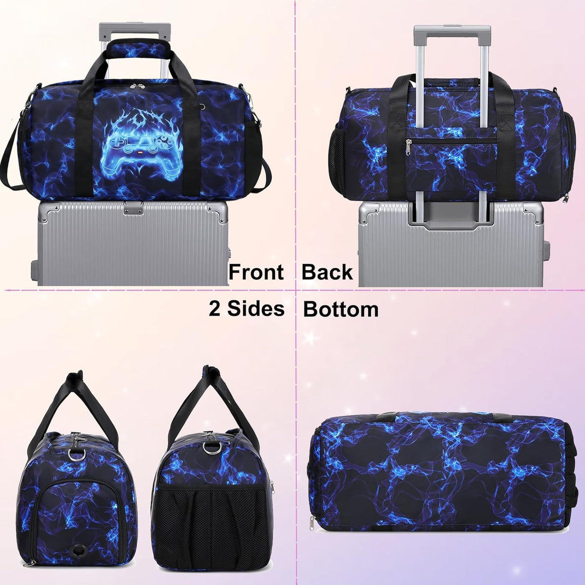 Duffle Bag for Girls Dance Ballet Travel Overnight Sports Gym Bag with Separate Dry Wet Pocket and Shoes Compartment