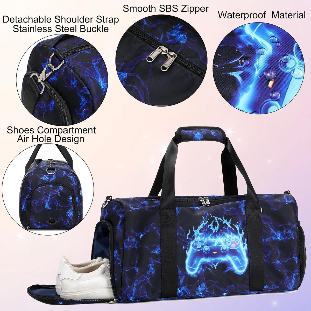 Duffle Bag for Girls Dance Ballet Travel Overnight Sports Gym Bag with Separate Dry Wet Pocket and Shoes Compartment