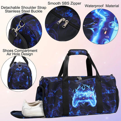 Duffle Bag for Girls Dance Ballet Travel Overnight Sports Gym Bag with Separate Dry Wet Pocket and Shoes Compartment
