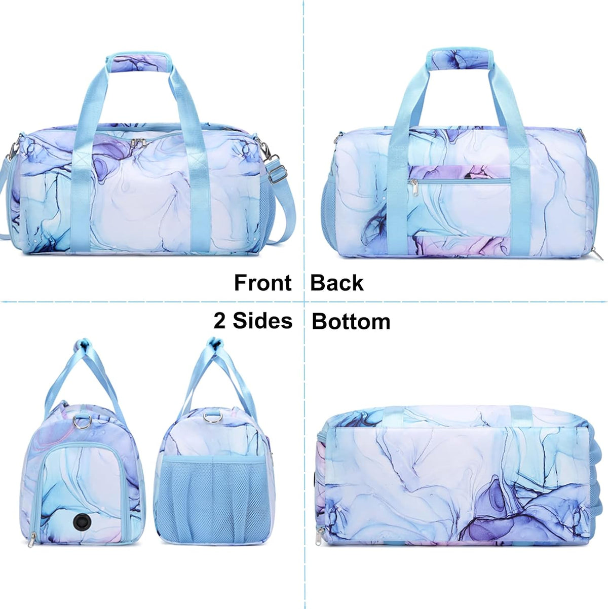Duffle Bag for Girls Dance Ballet Travel Overnight Sports Gym Bag with Separate Dry Wet Pocket and Shoes Compartment