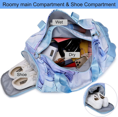 Duffle Bag for Girls Dance Ballet Travel Overnight Sports Gym Bag with Separate Dry Wet Pocket and Shoes Compartment