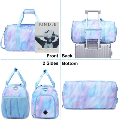 Duffle Bag for Girls Dance Ballet Travel Overnight Sports Gym Bag with Separate Dry Wet Pocket and Shoes Compartment