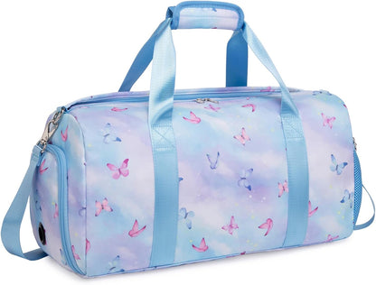 Duffle Bag for Girls Dance Ballet Travel Overnight Sports Gym Bag with Separate Dry Wet Pocket and Shoes Compartment