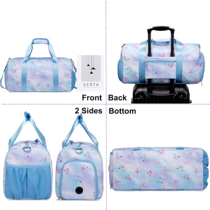 Duffle Bag for Girls Dance Ballet Travel Overnight Sports Gym Bag with Separate Dry Wet Pocket and Shoes Compartment