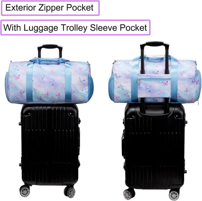 Duffle Bag for Girls Dance Ballet Travel Overnight Sports Gym Bag with Separate Dry Wet Pocket and Shoes Compartment