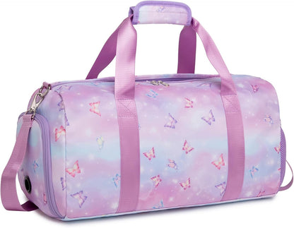 Duffle Bag for Girls Dance Ballet Travel Overnight Sports Gym Bag with Separate Dry Wet Pocket and Shoes Compartment
