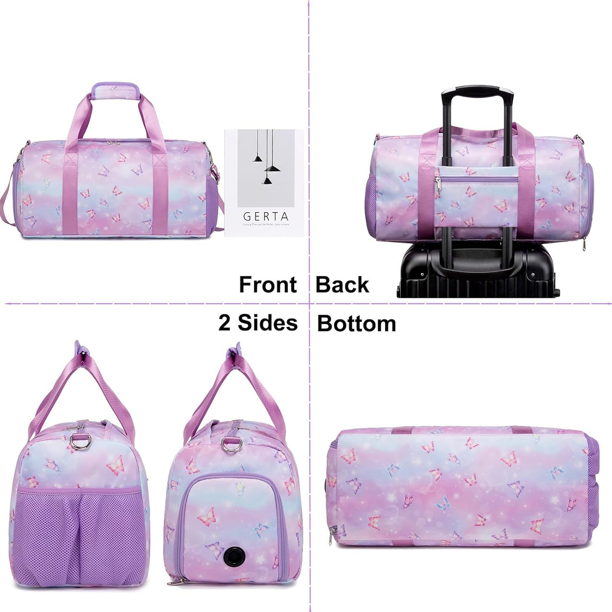Duffle Bag for Girls Dance Ballet Travel Overnight Sports Gym Bag with Separate Dry Wet Pocket and Shoes Compartment
