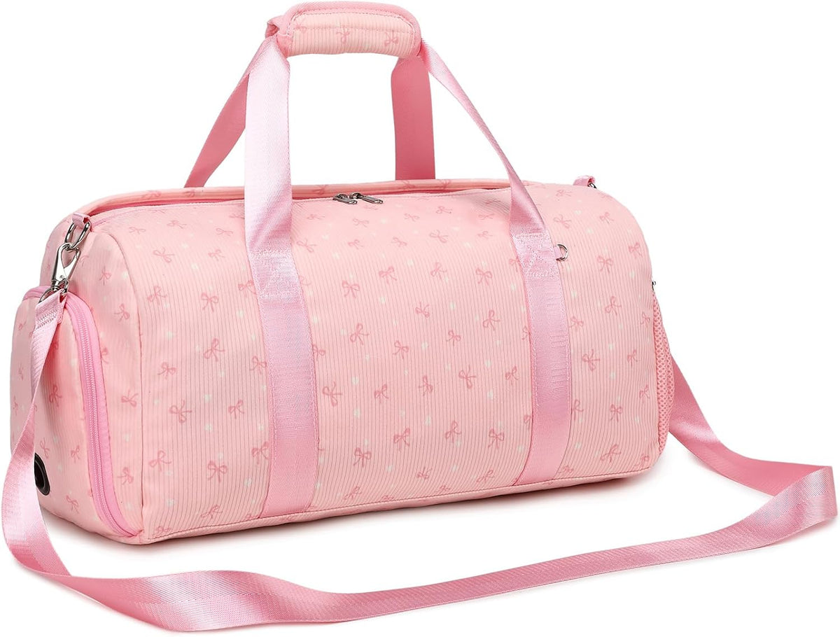 Duffle Bag for Girls Dance Ballet Travel Overnight Sports Gym Bag with Separate Dry Wet Pocket and Shoes Compartment