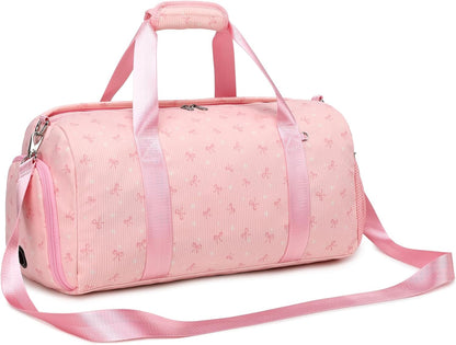 Duffle Bag for Girls Dance Ballet Travel Overnight Sports Gym Bag with Separate Dry Wet Pocket and Shoes Compartment