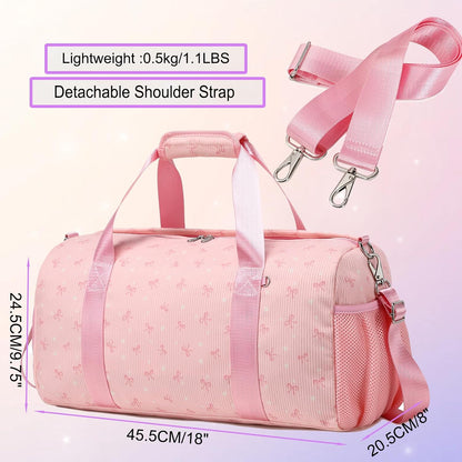 Duffle Bag for Girls Dance Ballet Travel Overnight Sports Gym Bag with Separate Dry Wet Pocket and Shoes Compartment